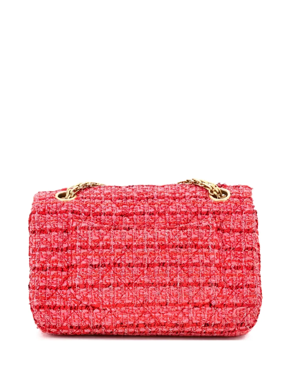 Pre-owned Chanel Reissue 2.55 Flap Bag Quilted Tweed Mini Crossbody Bag In Pink