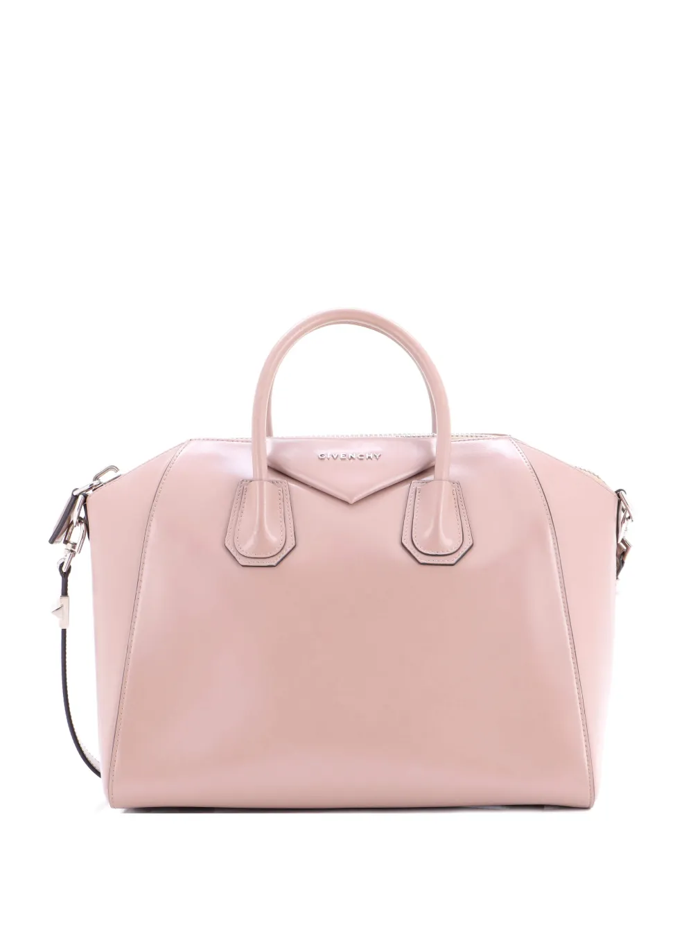 Pre-owned Givenchy Antigona Bag Leather Medium Satchel In Neutral