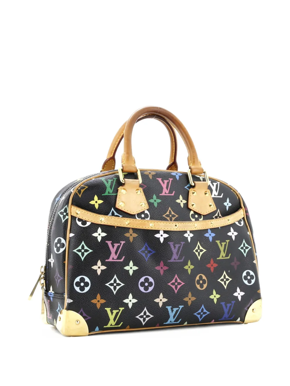 Pre-owned Louis Vuitton Trouville Handbag Monogram Multicolor Satchel In Black