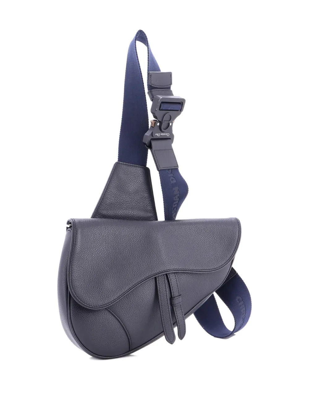 DIOR Pre-owned Saddle Leather Mini Crossbody Bag In Blue