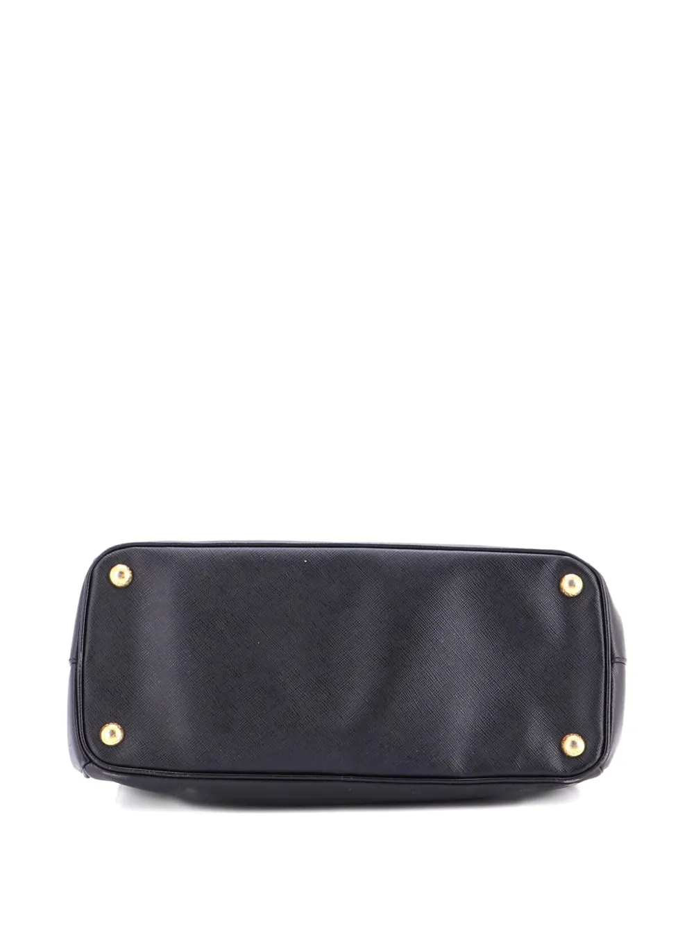 Pre-owned Prada Double Zip Lux Saffiano Leather Small Tote Bag In Black