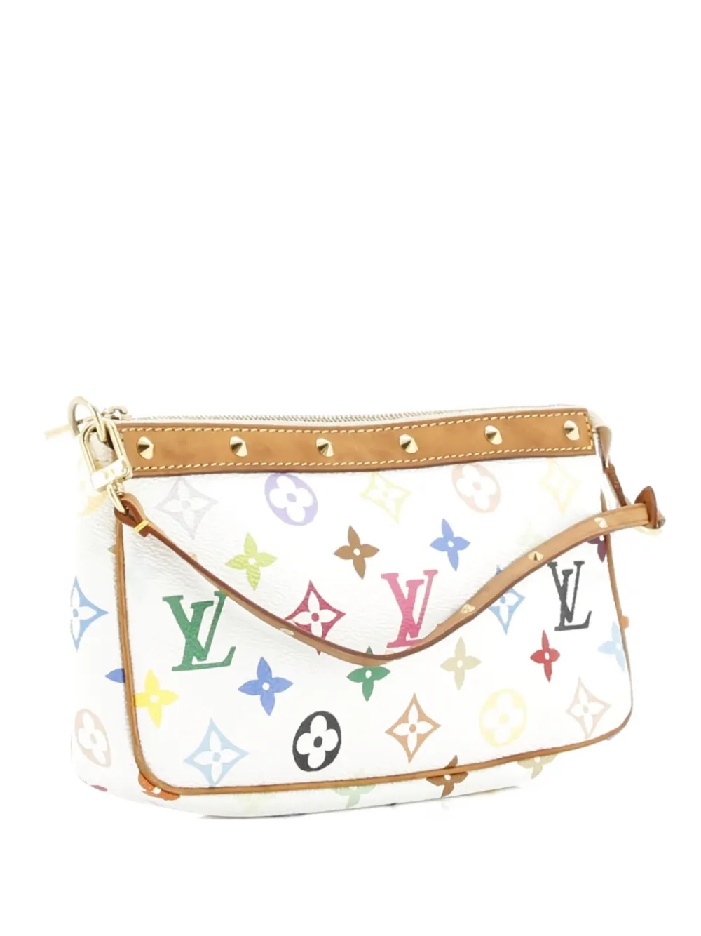 Pre-owned Louis Vuitton Pochette Accessoires Monogram Multicolor Clutch Bag In White