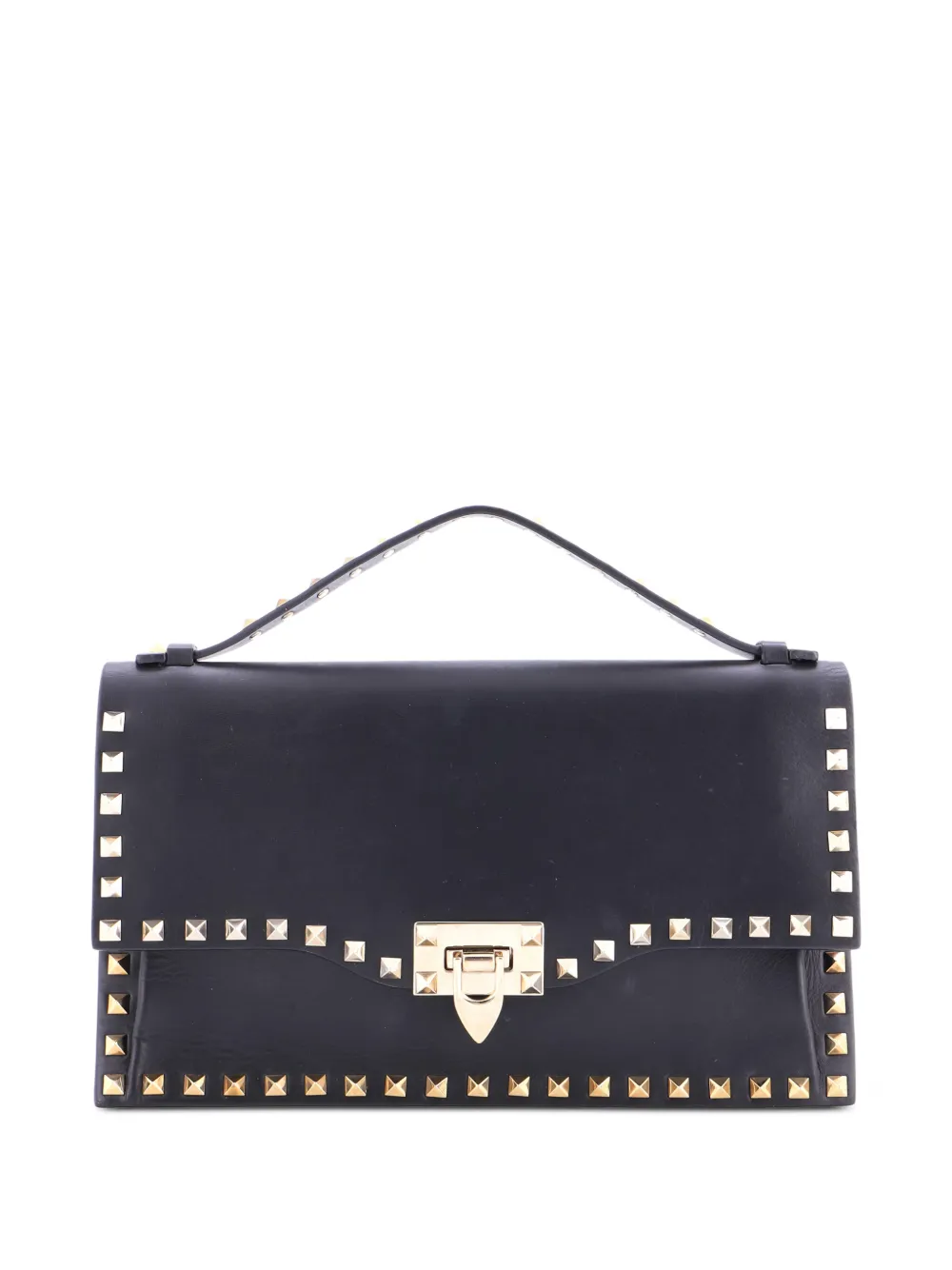 Valentino Garavani Pre-Owned Rockstud Flip Lock Top Handle Bag Leather Small satchel - Nero