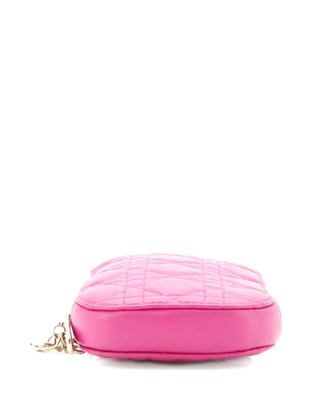 DIOR Pre-owned Lady Phone Holder On Chain Cannage Quilt Lambskin Crossbody Bag In Pink