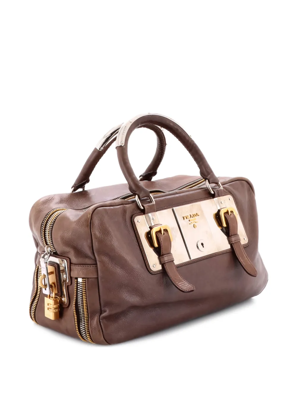 Prada Pre-Owned Lock Plate Zippers Glace Calf Large satchel | Pre-Owned | Image 2