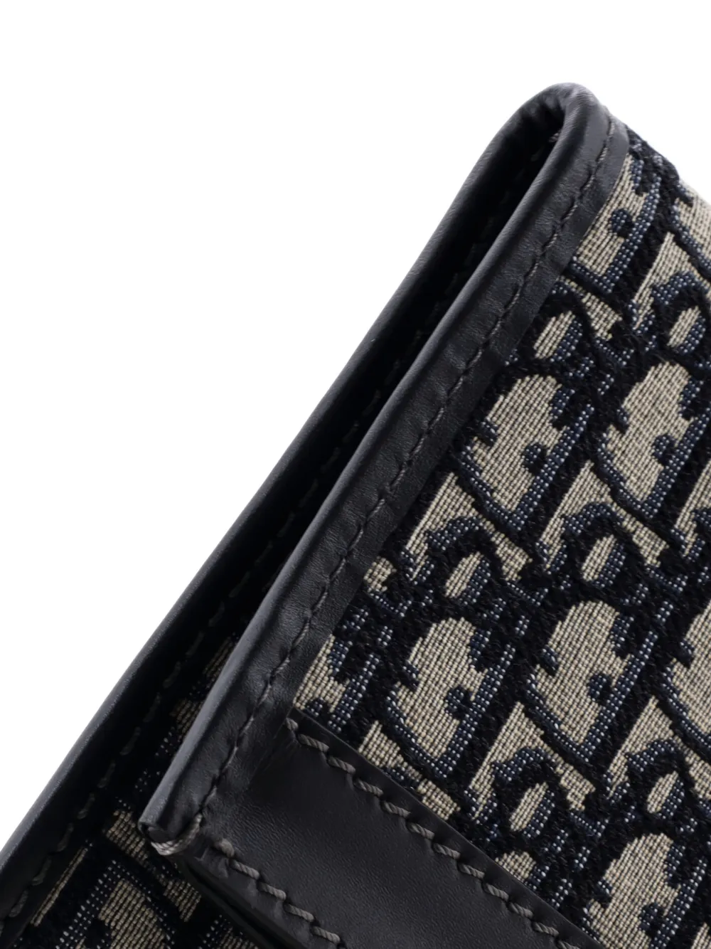 DIOR Pre-owned Fold Over Oblique Canvas Clutch Bag In Blue