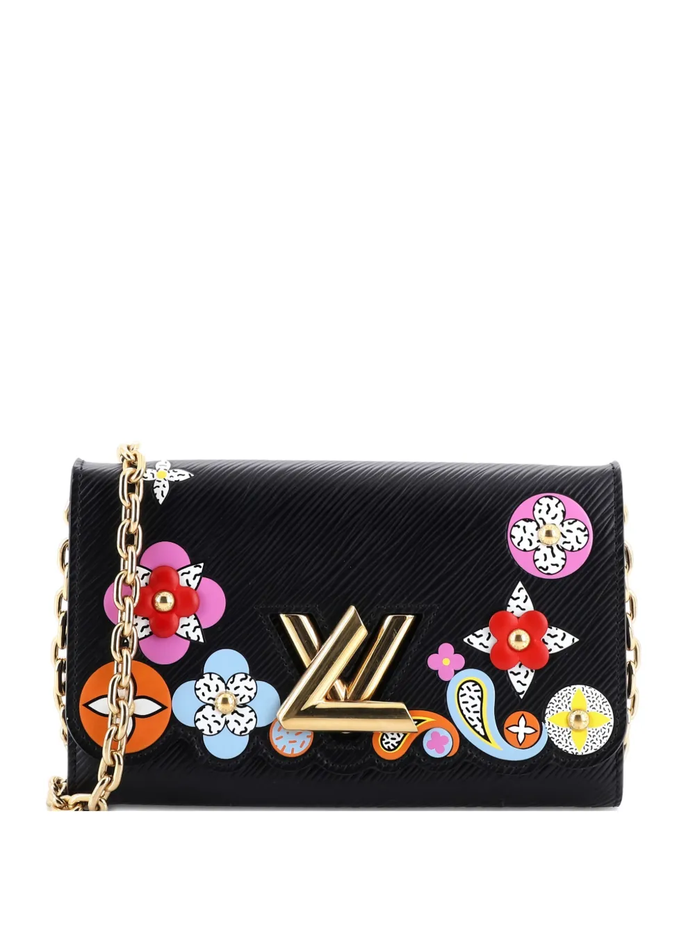 Louis Vuitton Pre-Owned Twist Chain Wallet Limited Edition Floral Patchwork Epi Leather crossbody bag - Nero