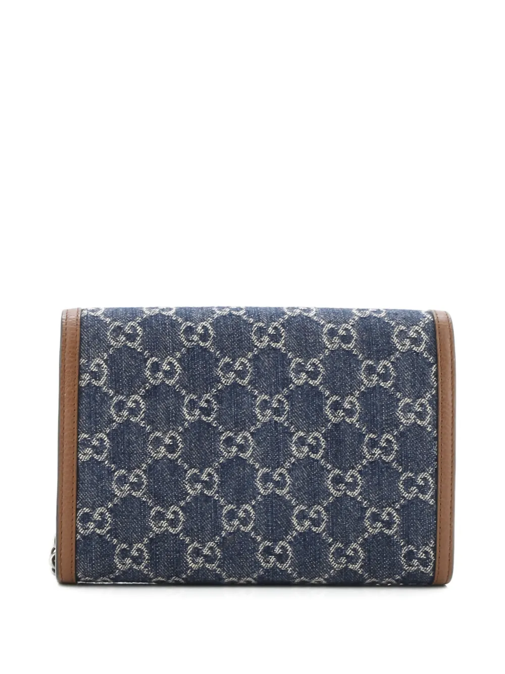 Pre-owned Gucci Dionysus Chain Wallet Gg Denim Small Crossbody Bag In Blue