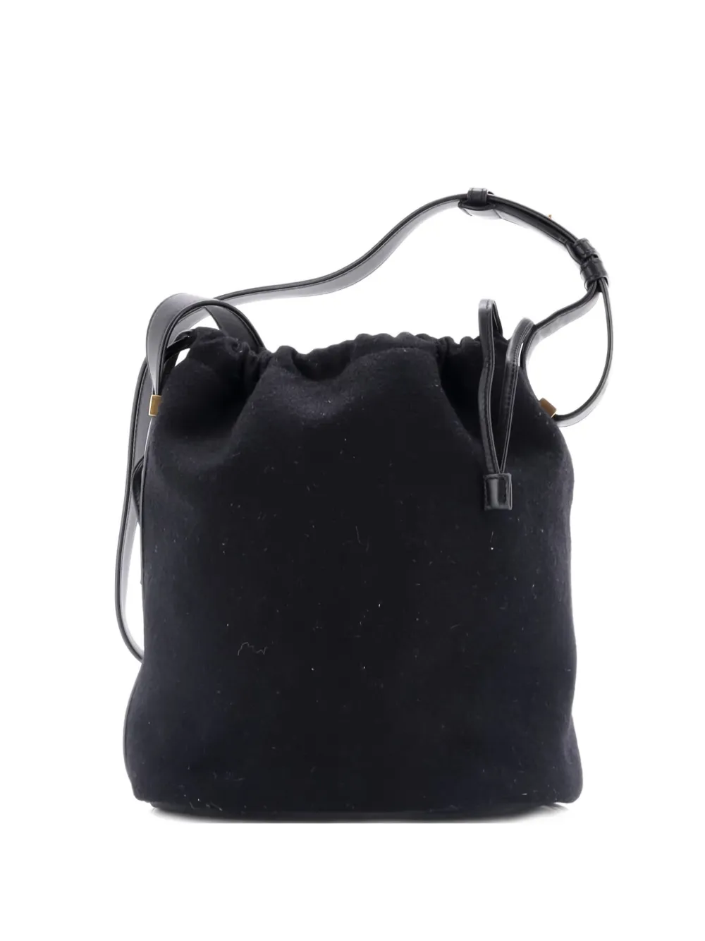 Saint Laurent Pre-Owned Rive Gauche Drawstring Embroidered Wool bucket bag | Black | Image 1