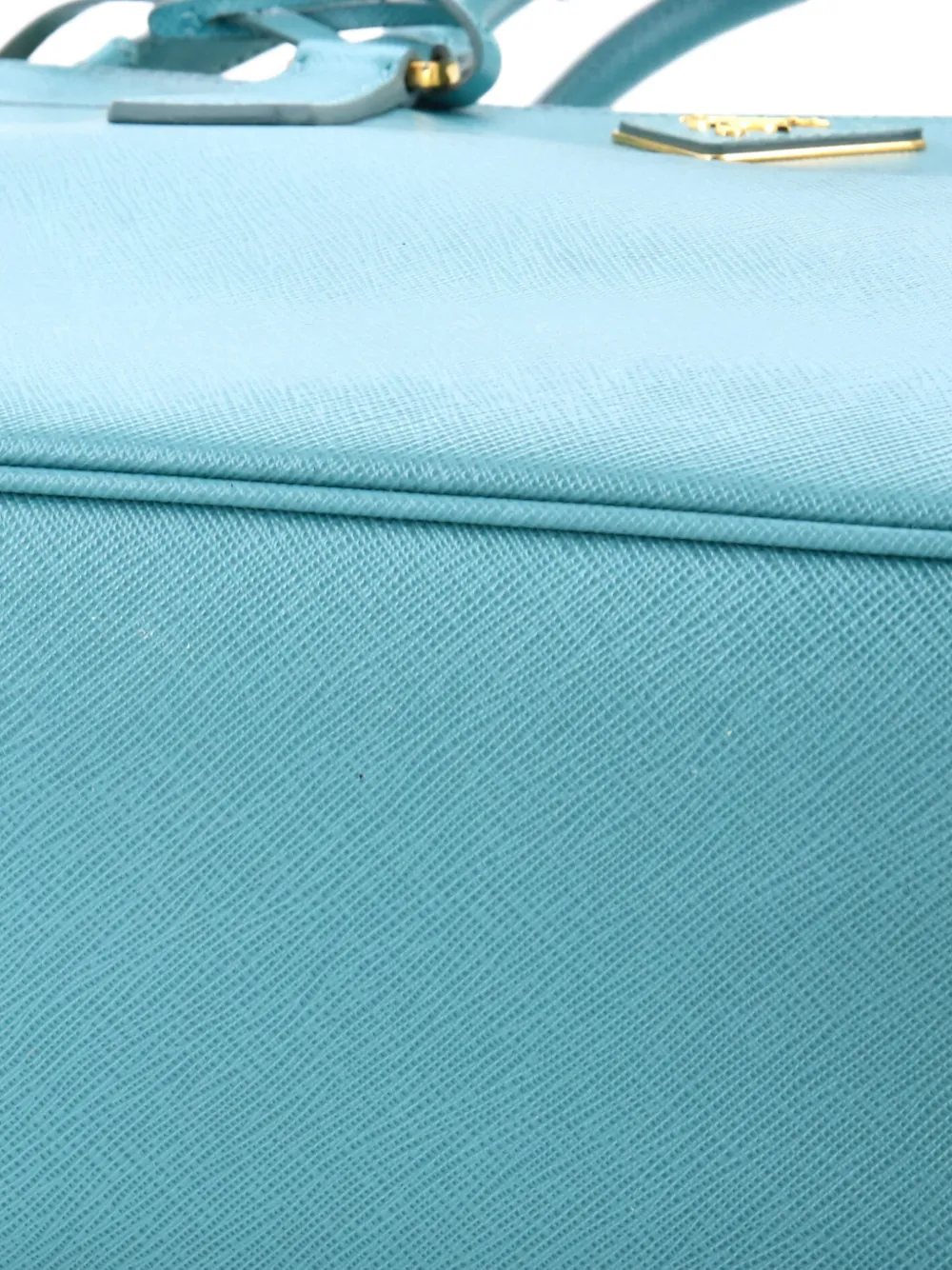 Pre-owned Prada Double Zip Lux Saffiano Leather Medium Tote Bag In Blue