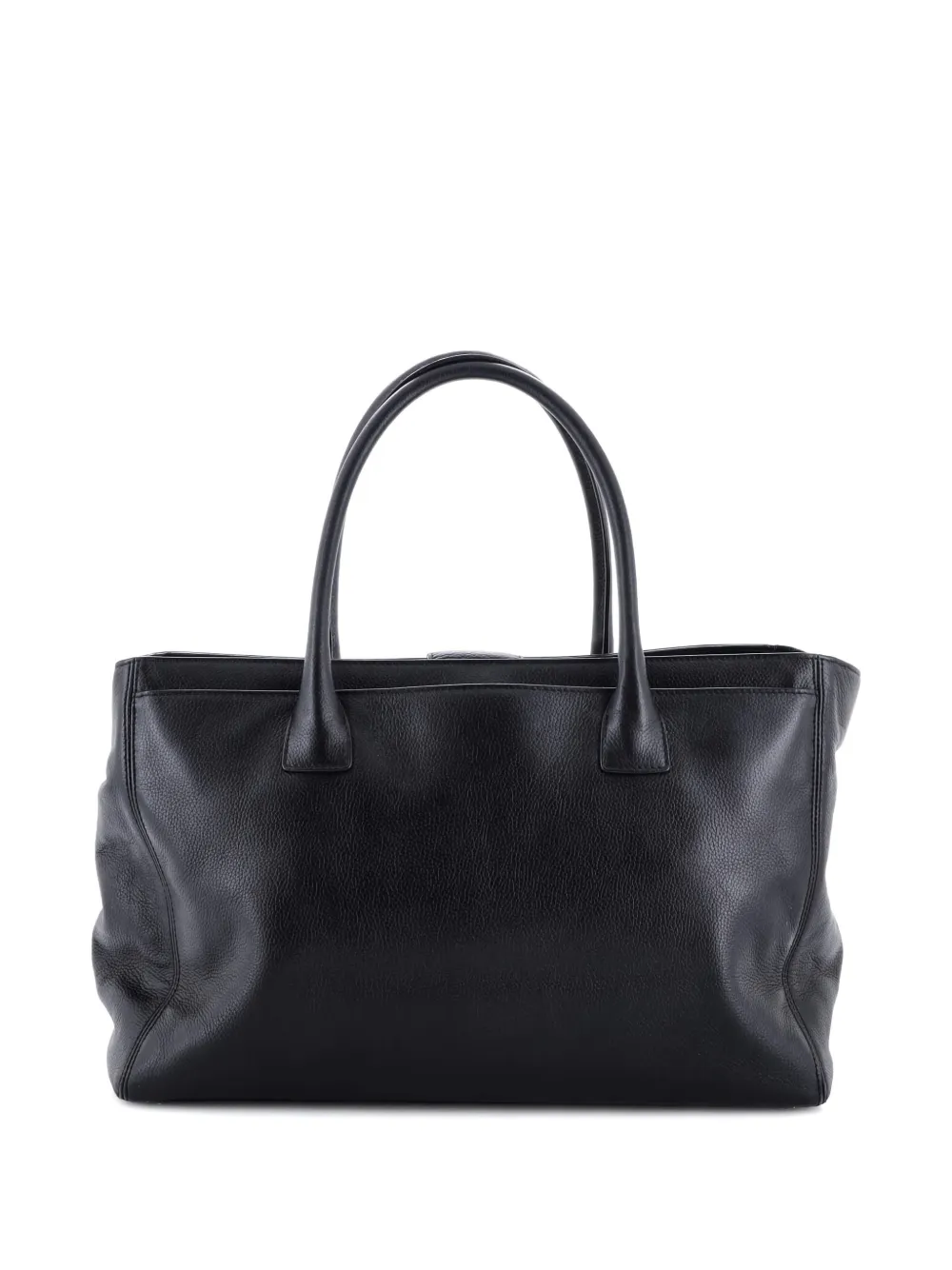 Pre-owned Chanel Cerf Executive Leather Medium Tote Bag In Black