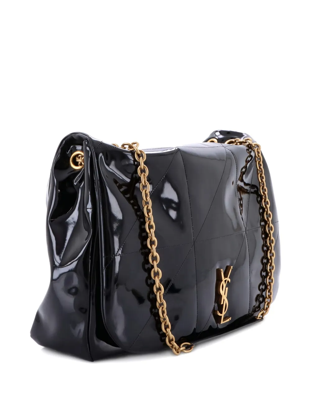 Pre-owned Saint Laurent Jamie 4.3 Quilted Patent Large Shoulder Bag In Black