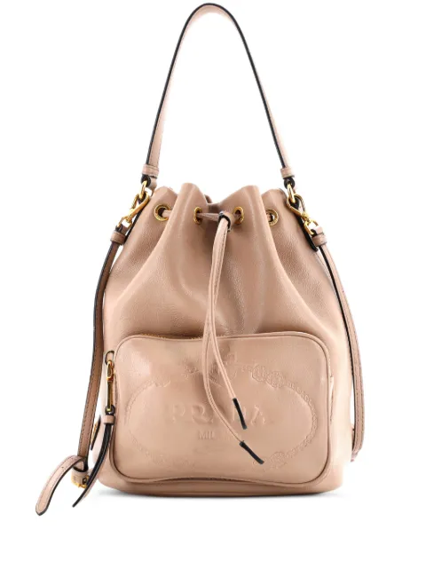 Prada Pre-Owned Logo Drawstring Glace Calf Small bucket bag