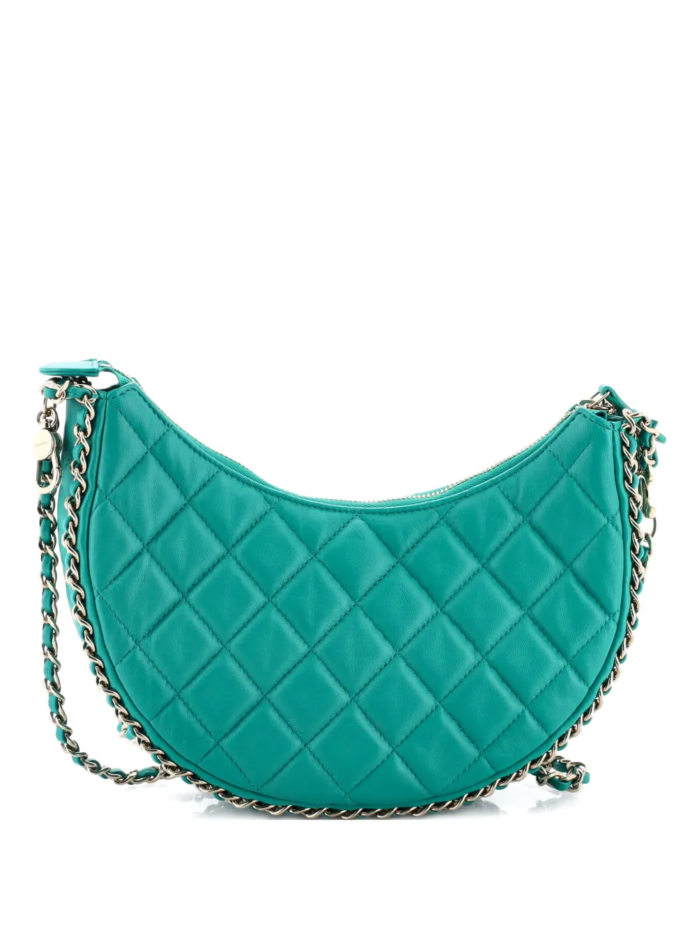 CHANEL Pre-Owned Chain Around Hook Quilted Lambskin Small hobo bag - Verde