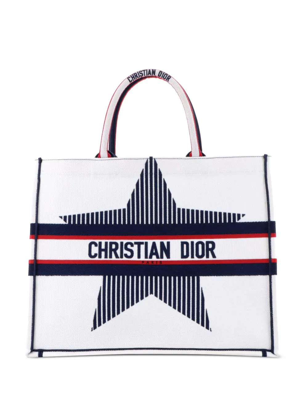 Christian Dior Pre-Owned Book Embroidered Canvas Large tote bag | Blue | Image 1