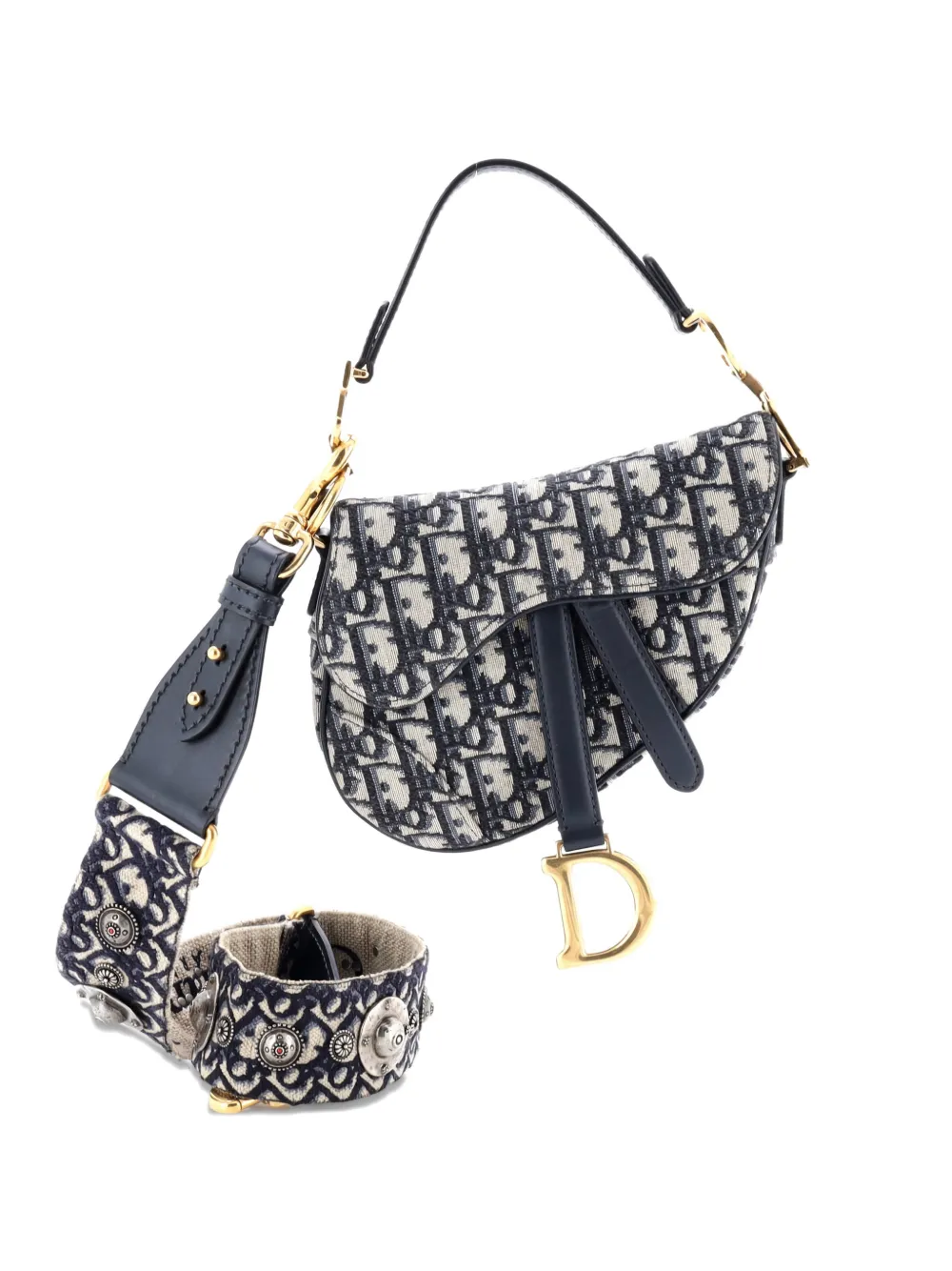 Christian Dior Pre-Owned Saddle Handbag with Strap Oblique Canvas Mini shoulder bag - Blu