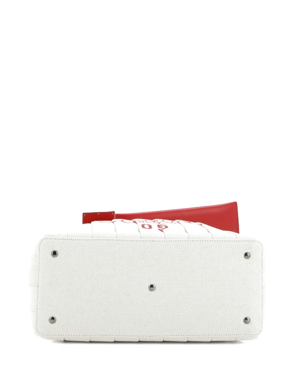 Pre-owned Valentino Garavani Atelier 05 Pleated Canvas Medium Tote Bag In Red