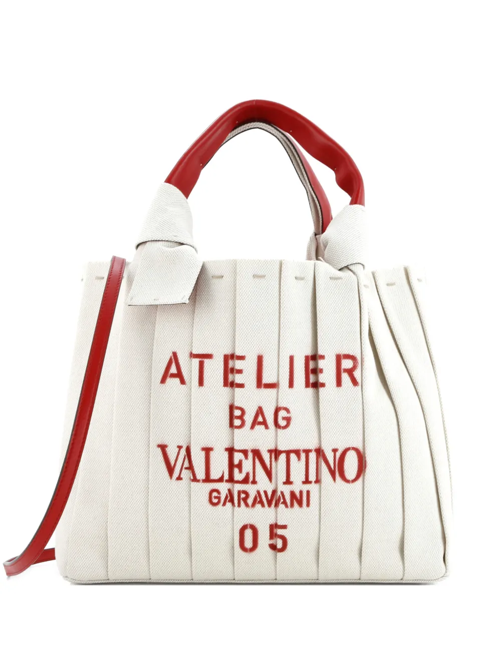 Valentino Garavani Pre-Owned Atelier 05 Pleated Canvas Medium tote bag - Rosso