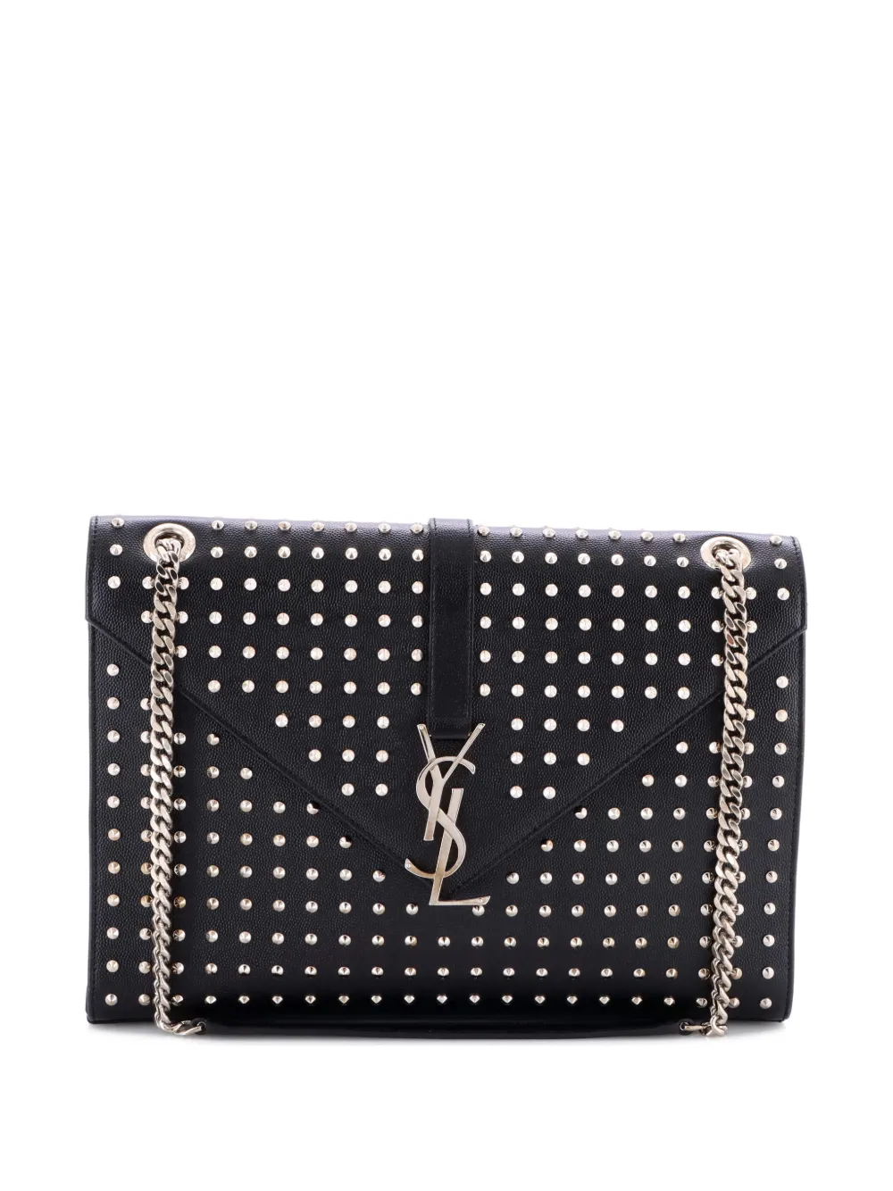 Saint Laurent Pre-Owned Classic Monogram Envelope Satchel Studded Leather Large shoulder bag | Black | Image 1