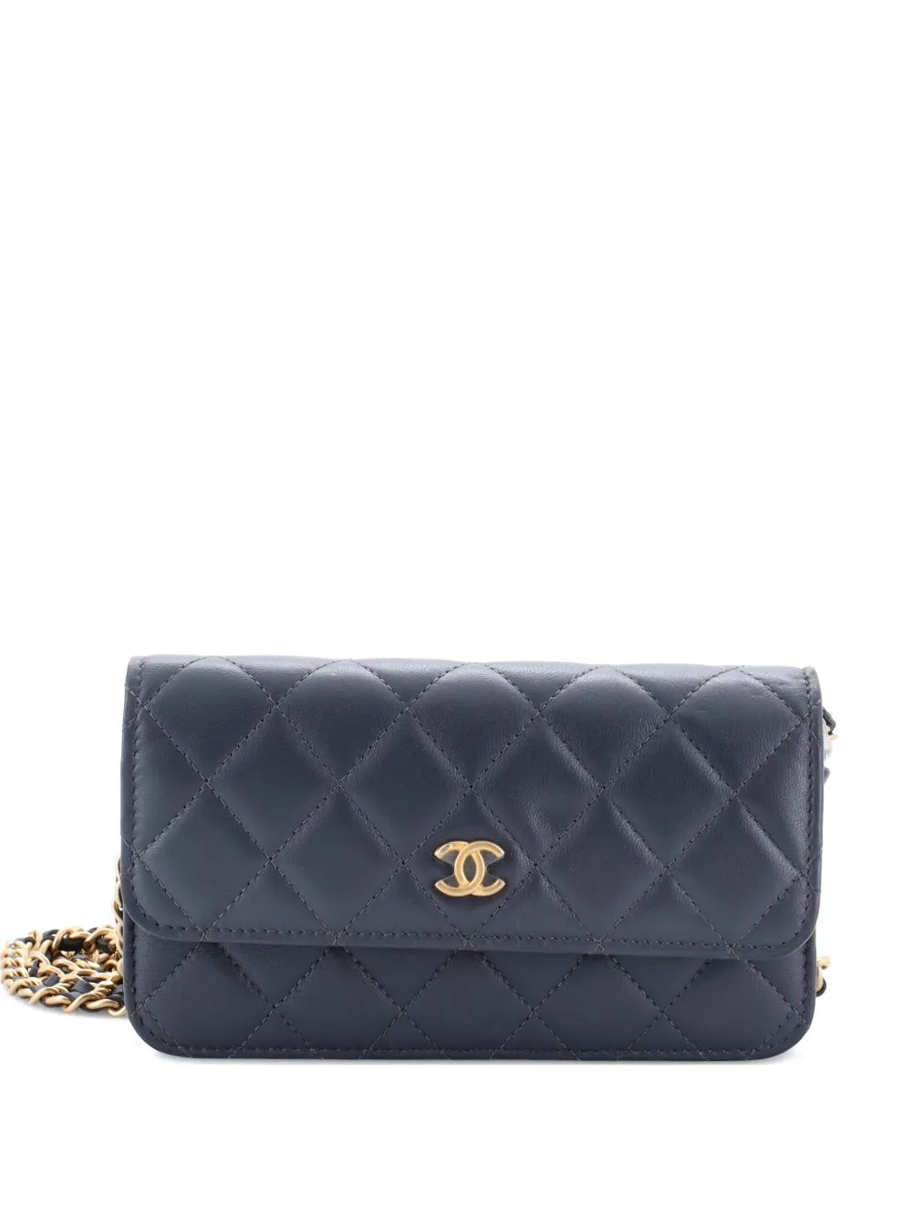 CHANEL Pre-Owned Pearl Crush Flap Phone Holder with Chain Quilted Lambskin crossbody bag - Grigio