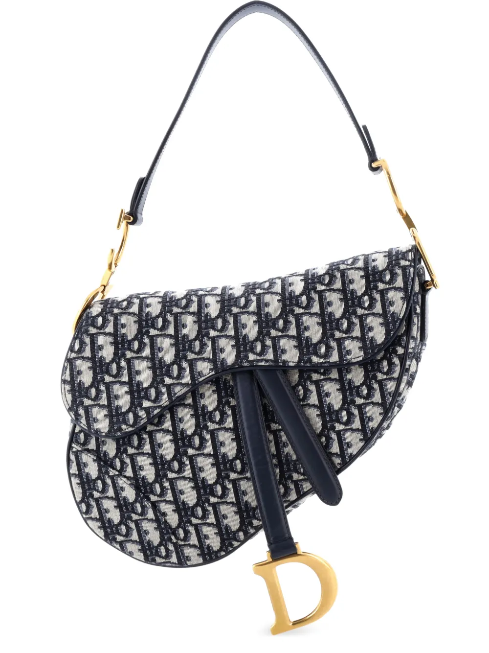 Christian Dior Pre-Owned Saddle Handbag Oblique Canvas Medium shoulder bag - Blu