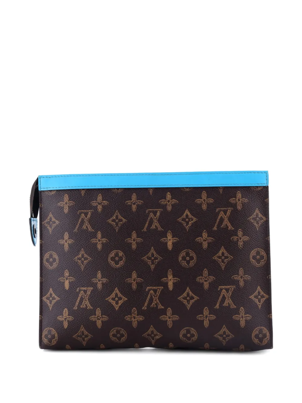 Pre-owned Louis Vuitton Pochette Voyage No.7 Trunk L'oeil Vintage Monogram Canvas Mm Clutch Bag In Blue