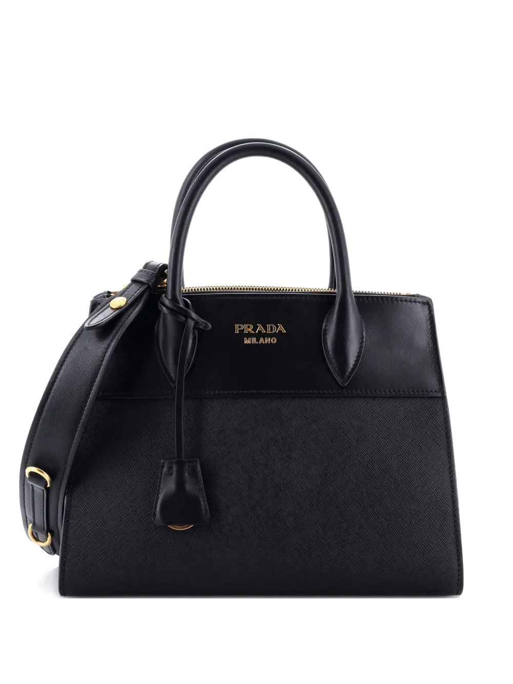 Pre-owned Prada Esplanade Tote Saffiano With City Calf Small Satchel In Black