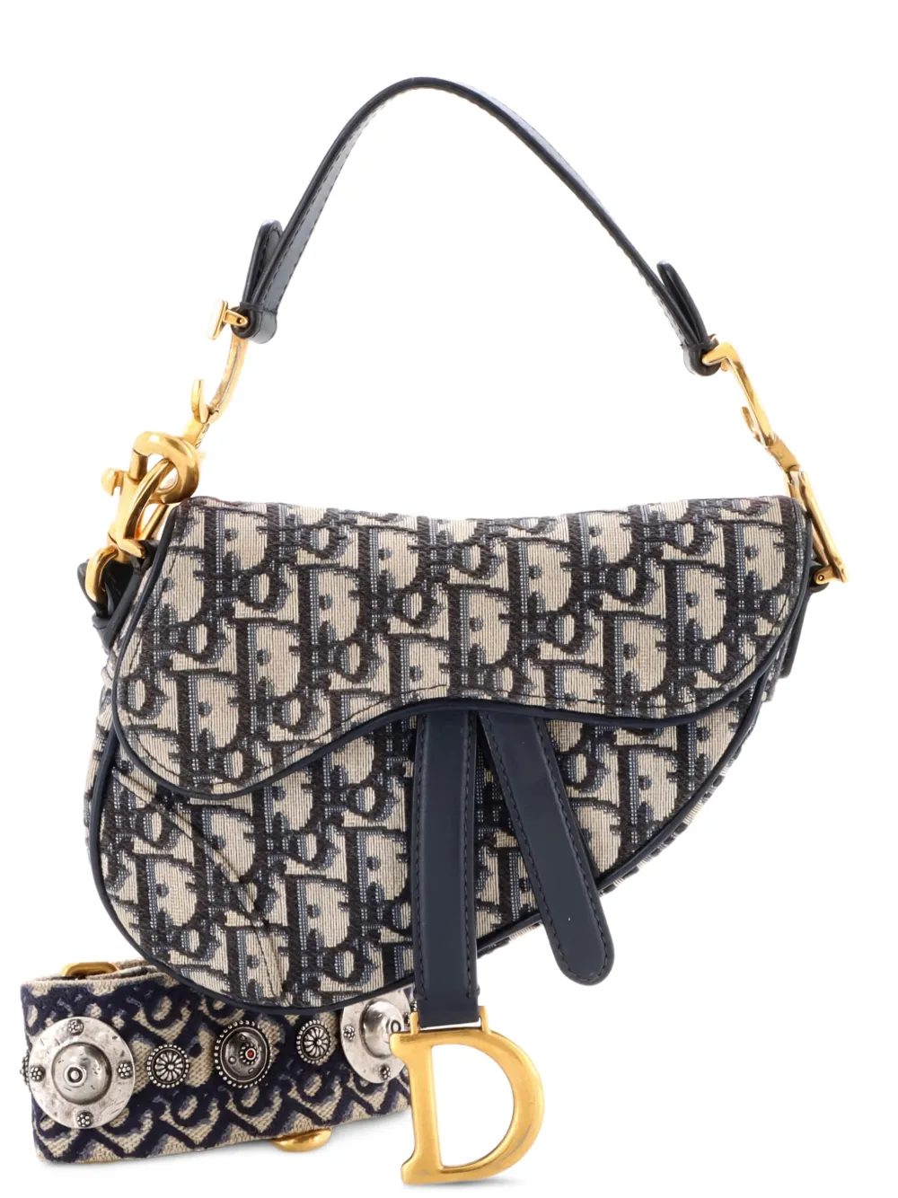 Christian Dior Pre-Owned Saddle Handbag with Strap Oblique Canvas Mini shoulder bag - Blu