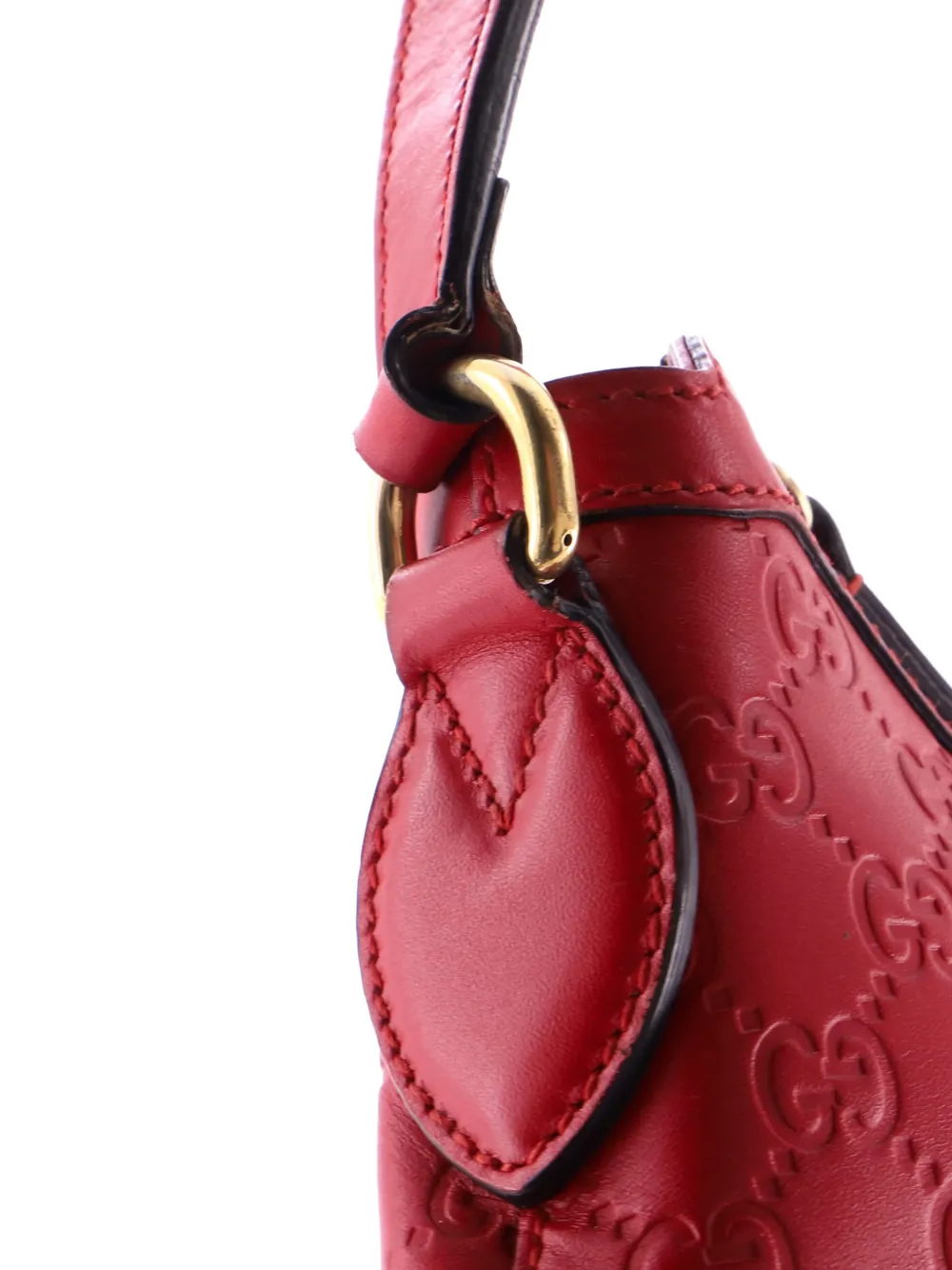 Pre-owned Gucci Linea A Ssima Leather Hobo Bag In Red