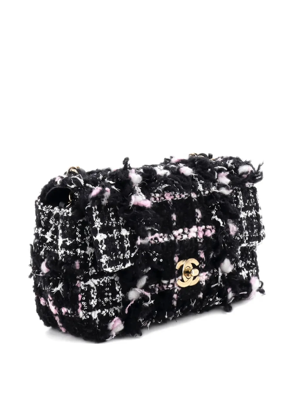Classic Single Flap Bag Quilted Tweed And Sequins Mini Shoulder Bag