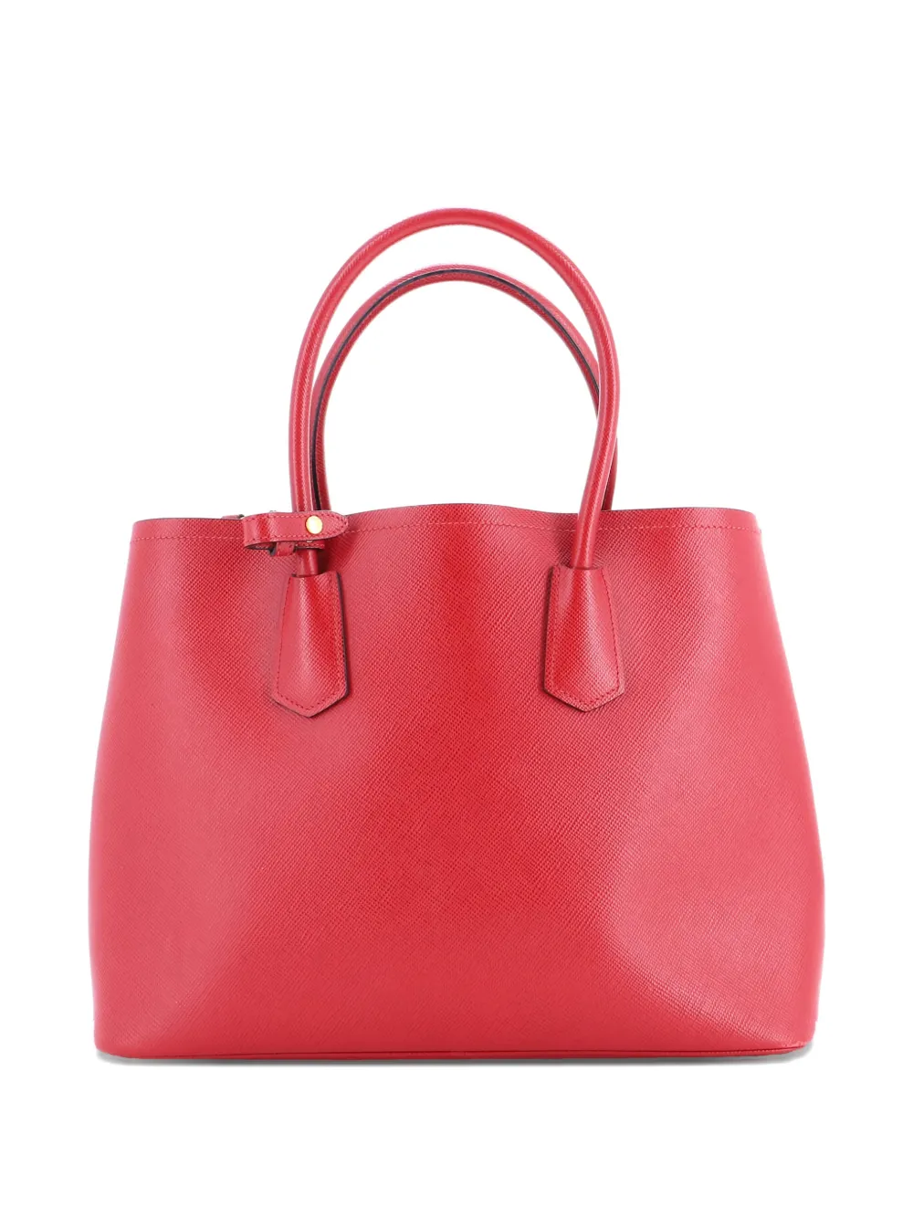Pre-owned Prada Cuir Double Saffiano Leather Medium Tote Bag In Red