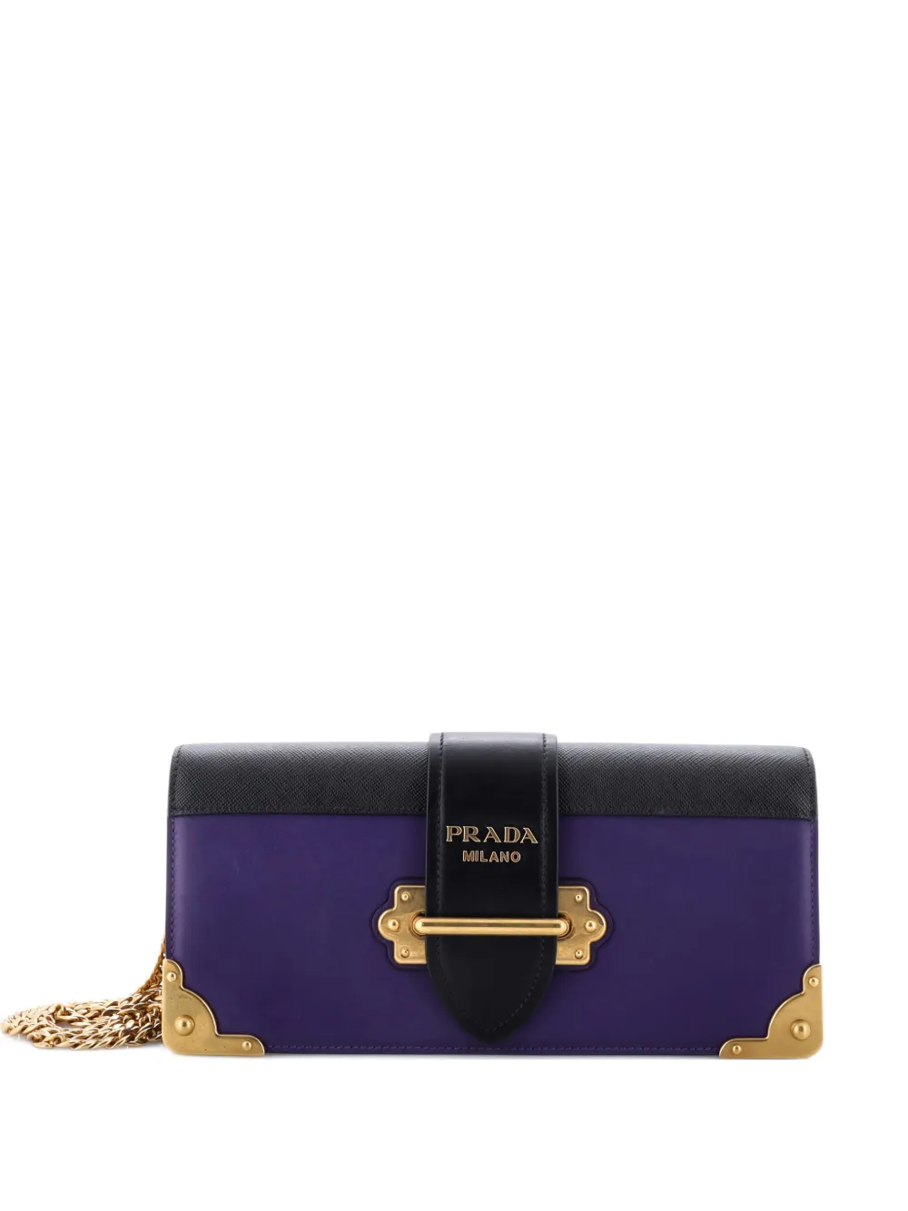 Prada Pre-Owned Cahier Chain City Calf and Saffiano clutch bag - Nero