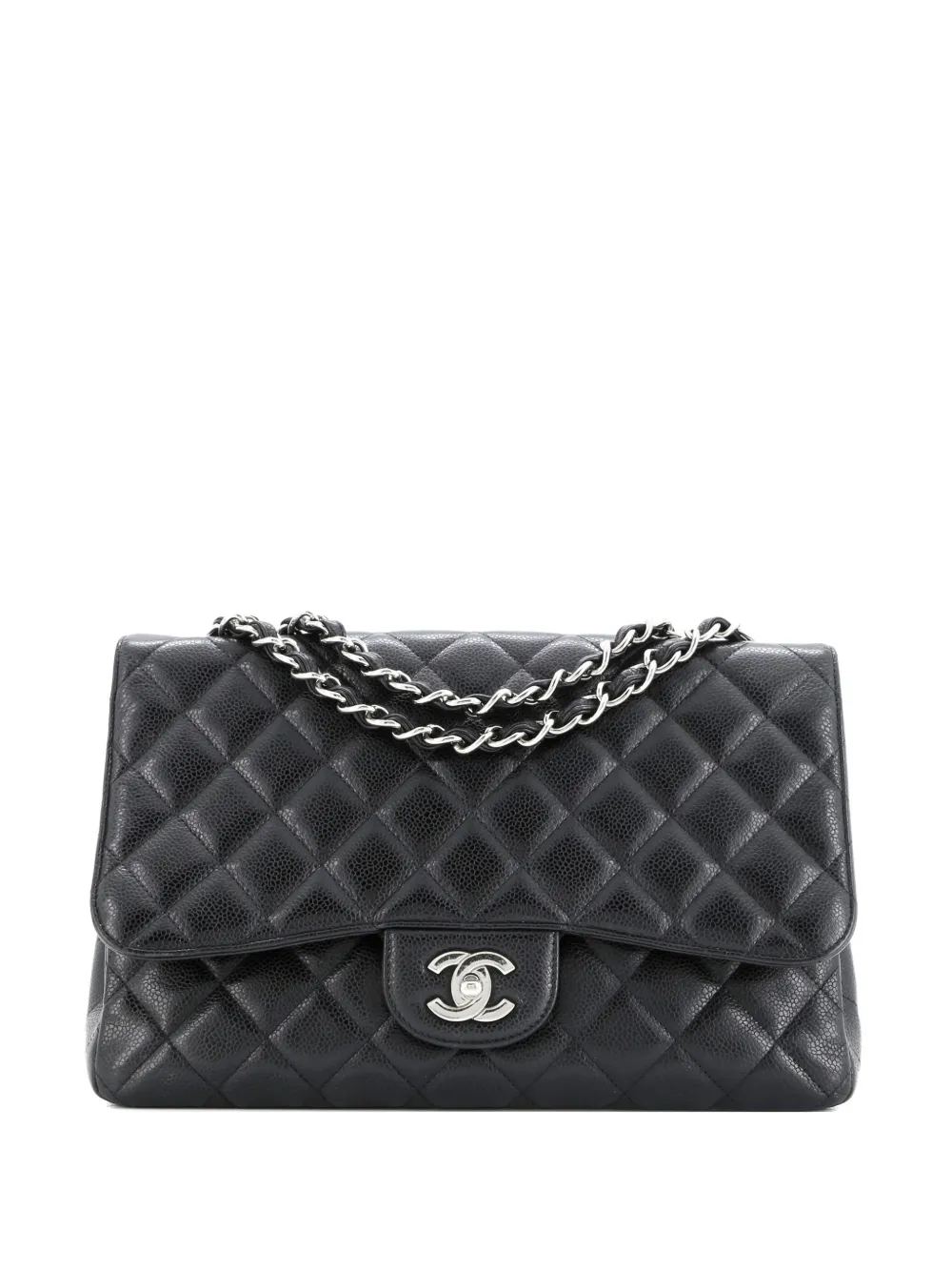 CHANEL Pre-Owned Classic Single Flap Bag Quilted Caviar Jumbo shoulder bag - Nero