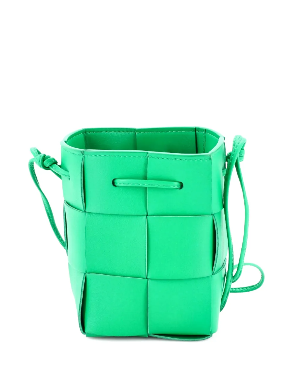 Pre-owned Bottega Veneta Cassette Maxi Intrecciato Leather Mini Bucket Bag In Green