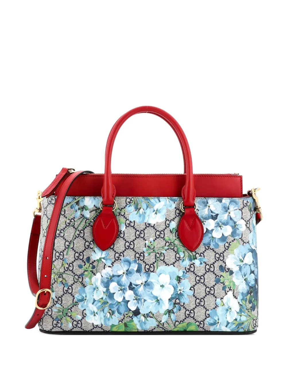 Gucci Pre-Owned Linea A Convertible Blooms Print GG Coated Canvas Small tote bag | Blue | Image 1