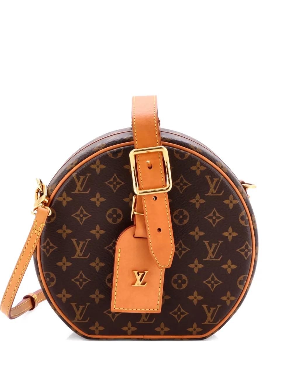 Pre-owned Louis Vuitton Petite Boite Chapeau Bag Monogram Canvas Crossbody Bag In Brown