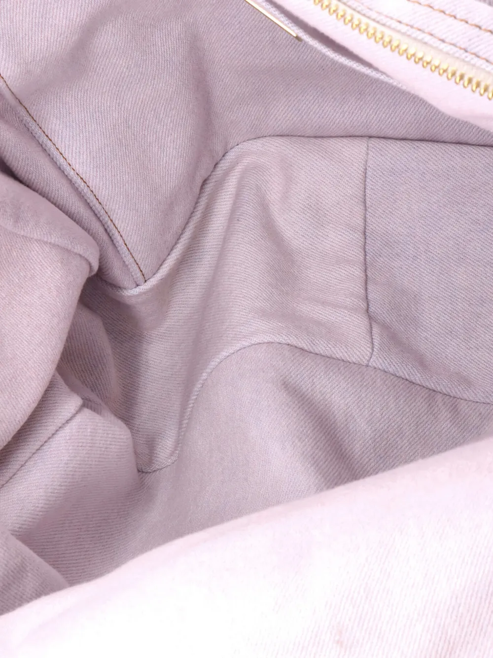 Pre-owned Chanel Cc Double Pocket Striped Denim Large Tote Bag In Blue