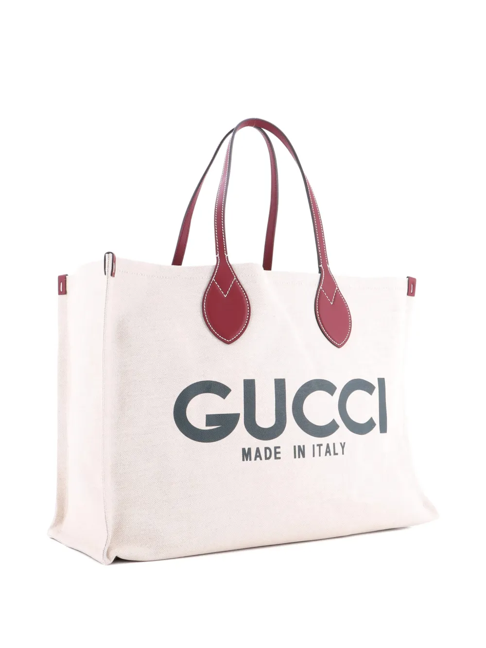 Pre-owned Gucci Logo Shopper Printed Canvas Medium Tote Bag In Neutral