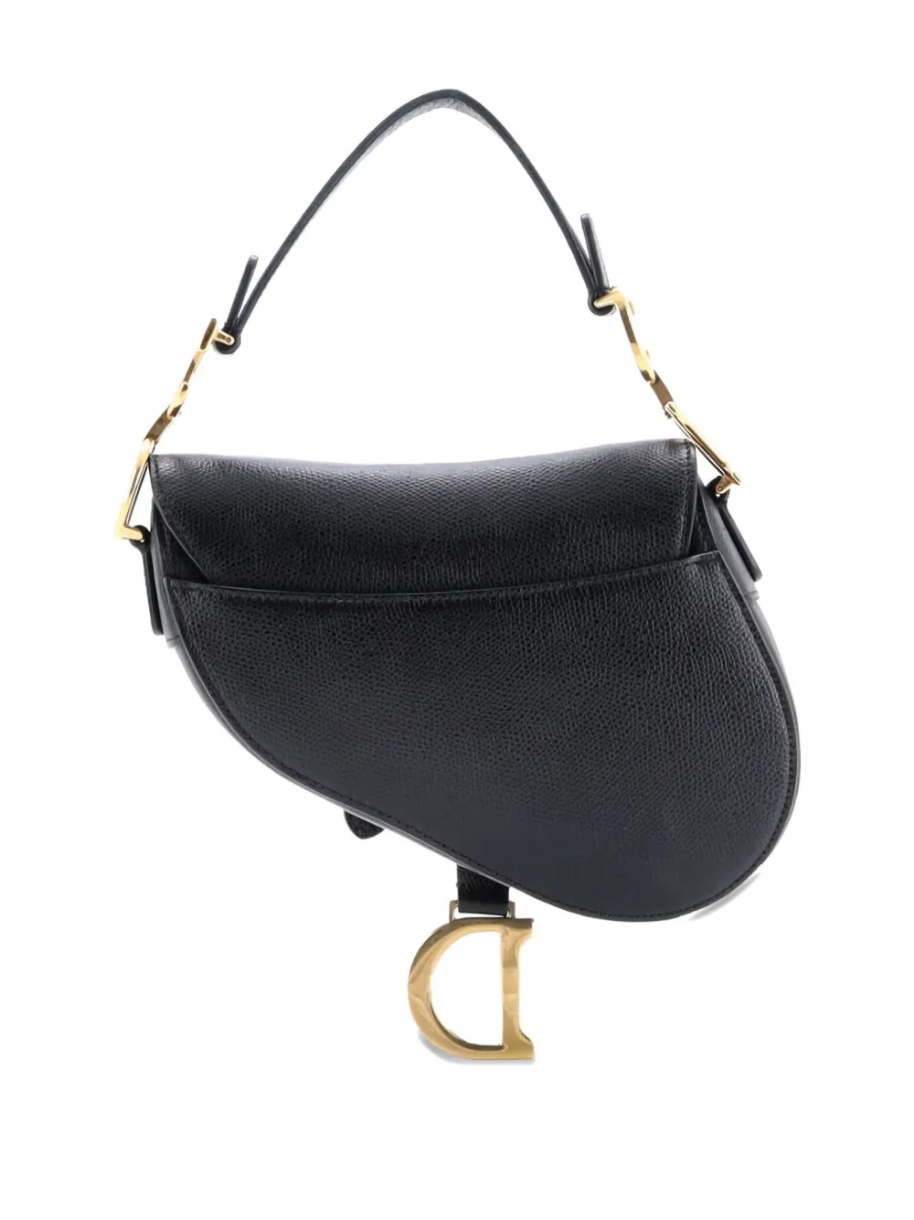 Pre-owned Dior Saddle Handbag Leather Mini Shoulder Bag In Black