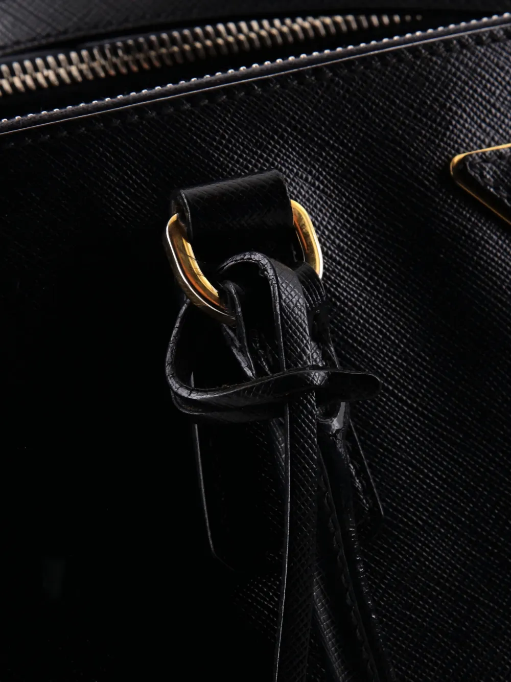 Pre-owned Prada Galleria Double Zip Saffiano Leather Medium Tote Bag In Black