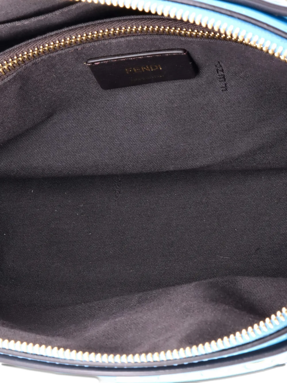 Pre-owned Fendi Logo By The Way Stitched Leather Medium Satchel In Blue