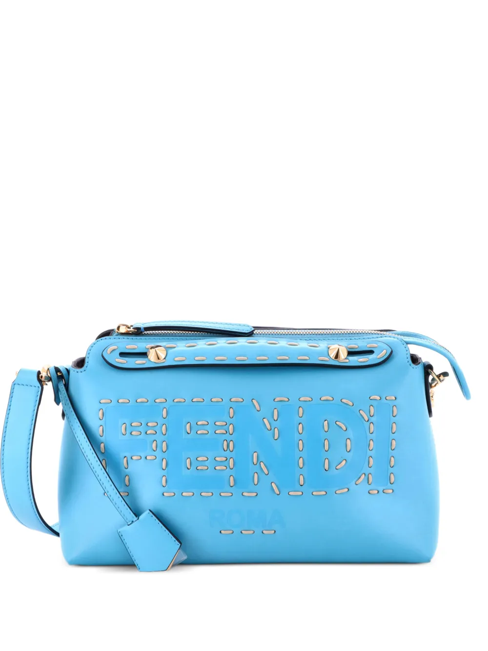 Fendi Pre-Owned Logo By The Way Stitched Leather Medium satchel - Blu