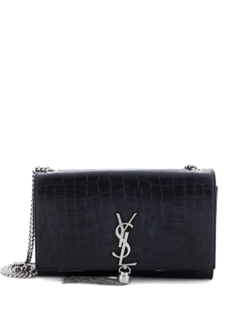 Saint Laurent Pre-Owned Classic Monogram Tassel Crocodile Embossed Leather Medium crossbody bag