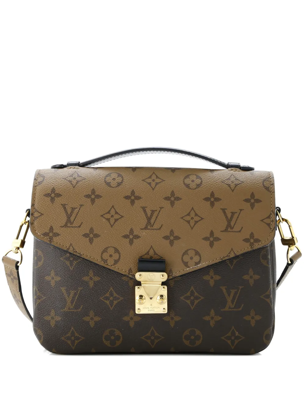 Pre-owned Louis Vuitton Pochette Metis Reverse Monogram Canvas Crossbody Bag In Brown