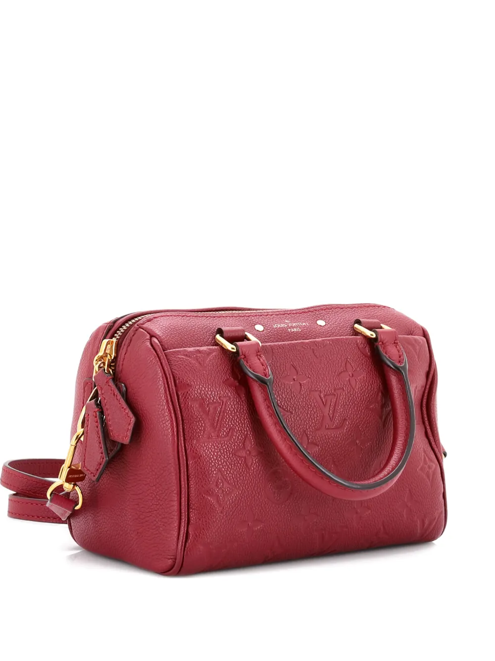 Pre-owned Louis Vuitton Speedy Bandouliere Nm Bag Monogram Empreinte Leather 20 Satchel In Red