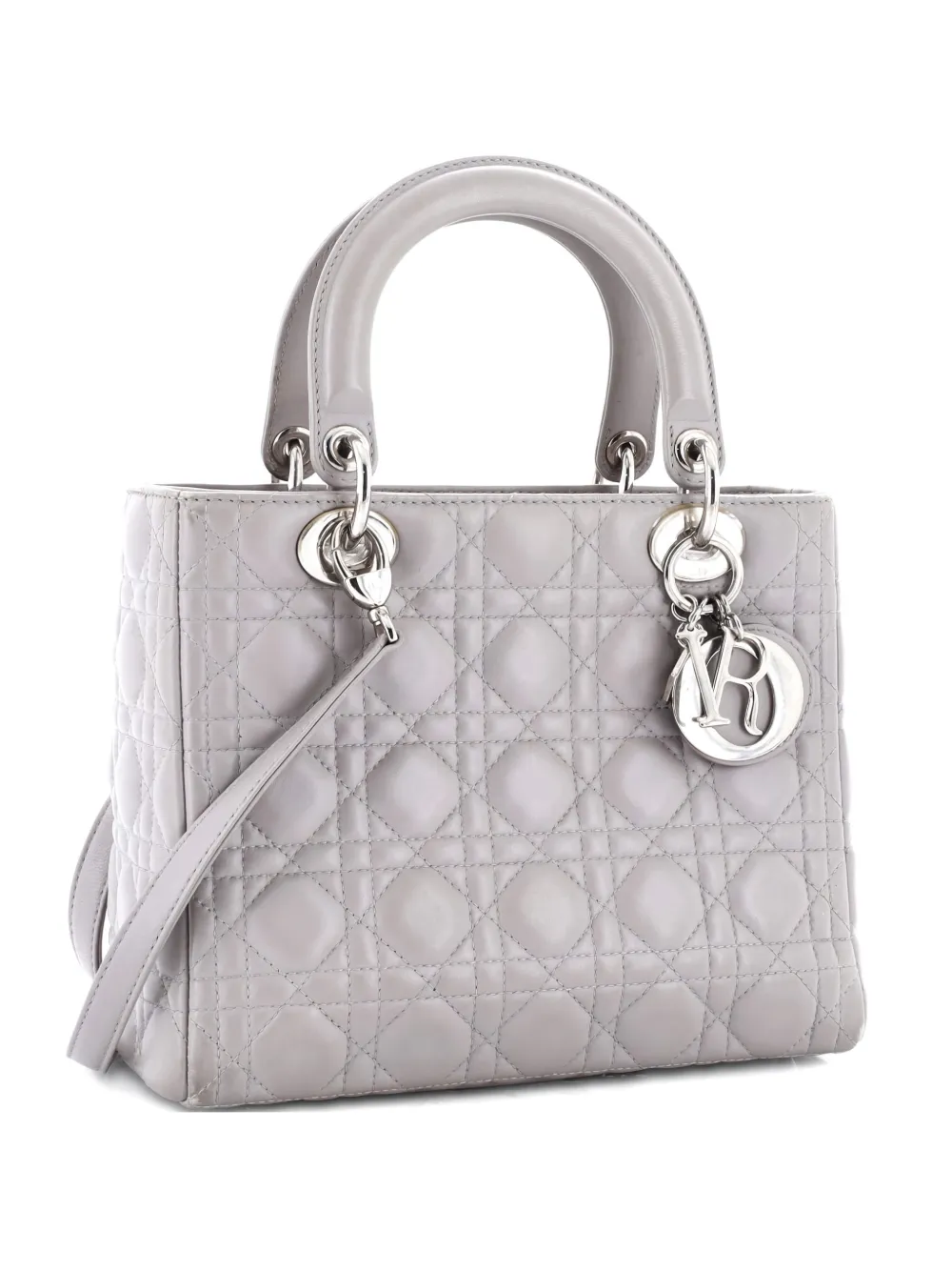 Christian Dior Pre-Owned Lady Dior Bag Cannage Quilt Lambskin Medium satchel - Grau