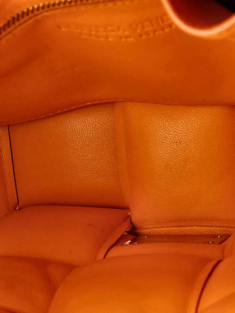 Pre-owned Bottega Veneta Cassette Padded Maxi Intrecciato Leather Small Crossbody Bag In Orange