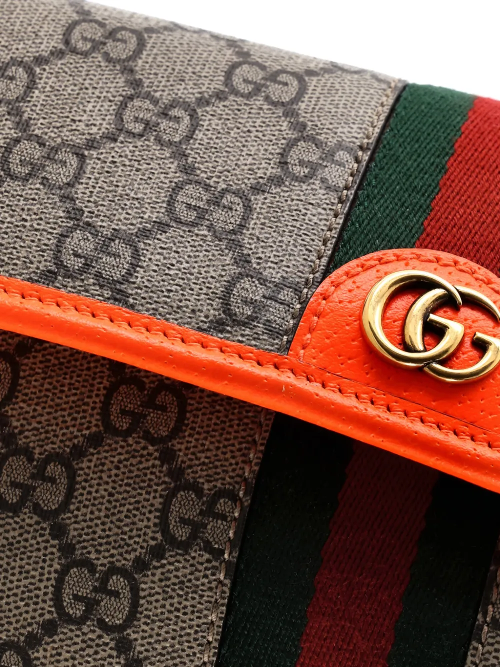 Pre-owned Gucci Ophidia Flap Gg Coated Canvas With Leather Belt Bag In Brown