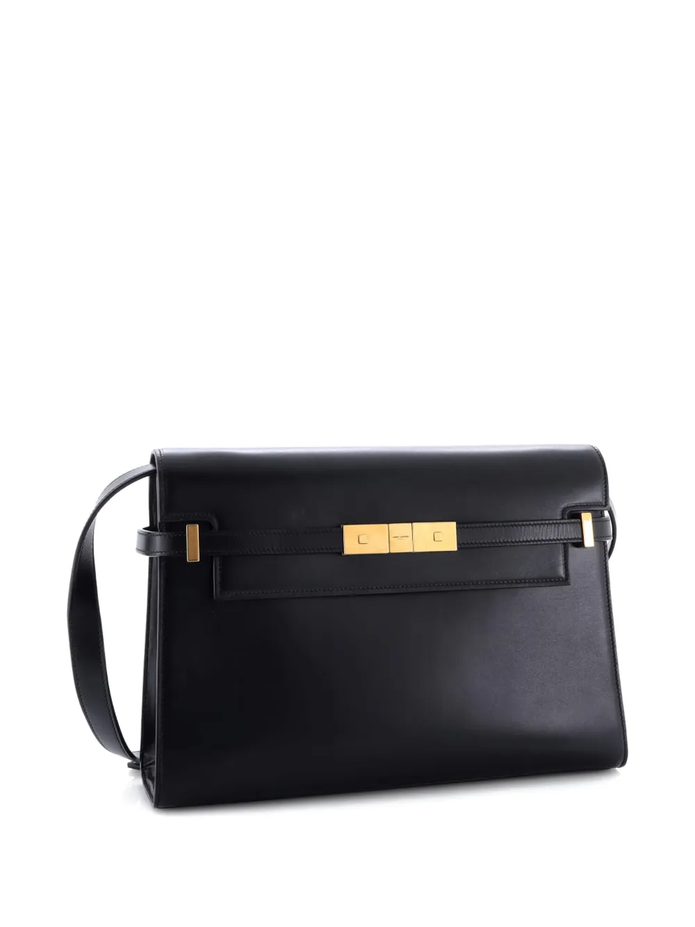 Pre-owned Saint Laurent Manhattan Leather Medium Shoulder Bag In Black