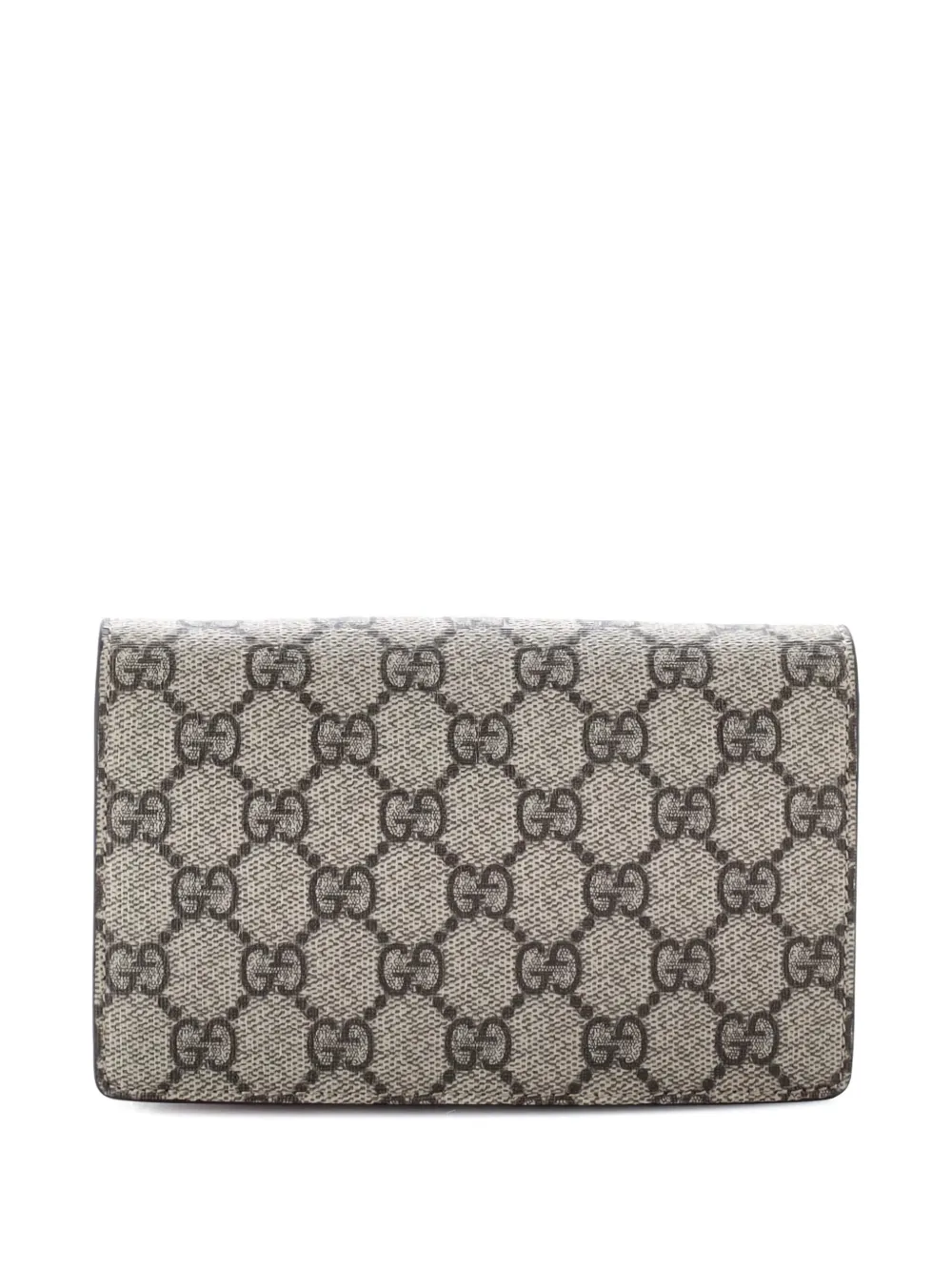 Pre-owned Gucci Cherries Wallet On Chain Gg Coated Canvas Mini Crossbody Bag In Brown